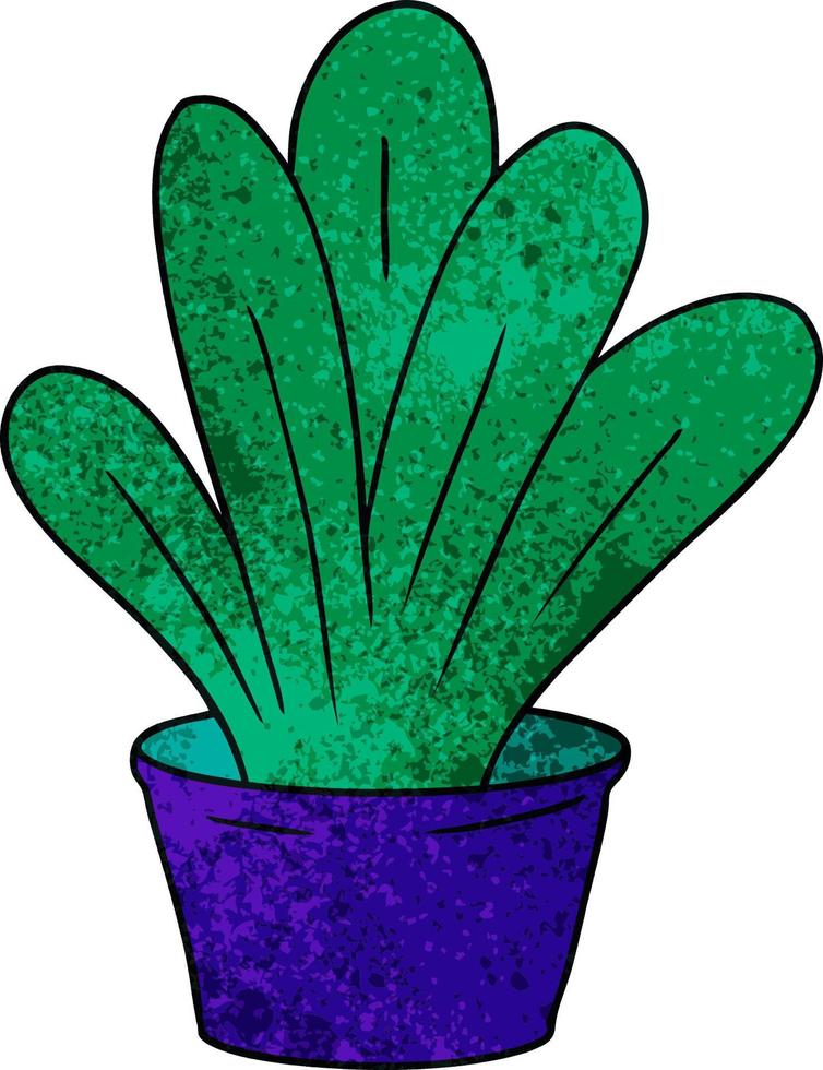 getextureerde cartoon doodle van een groene kamerplant vector