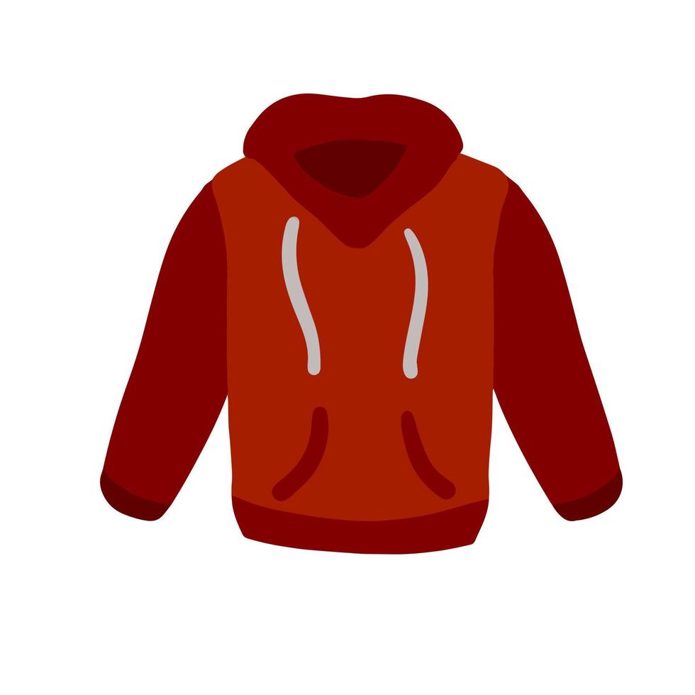 capuchon met kap. rood warm kleding. sweater met handvatten. tekenfilm vlak illustratie vector