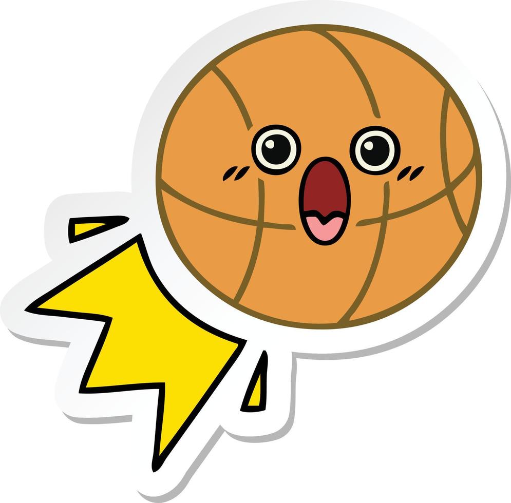 sticker van een schattige cartoonbasketbal vector