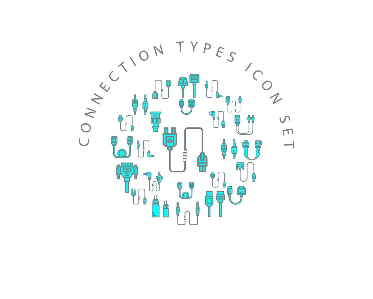 verbinding types icoon reeks ontwerp Aan wit achtergrond vector