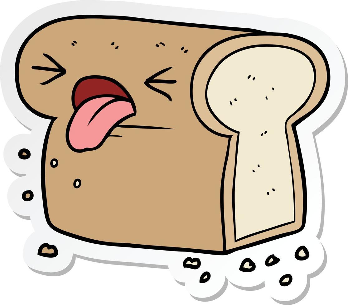 sticker van een tekenfilm walgde brood van brood vector