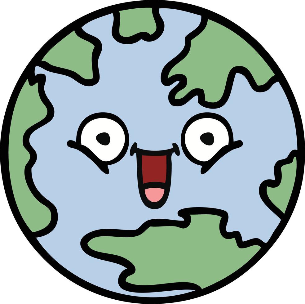 schattige cartoon planeet aarde vector