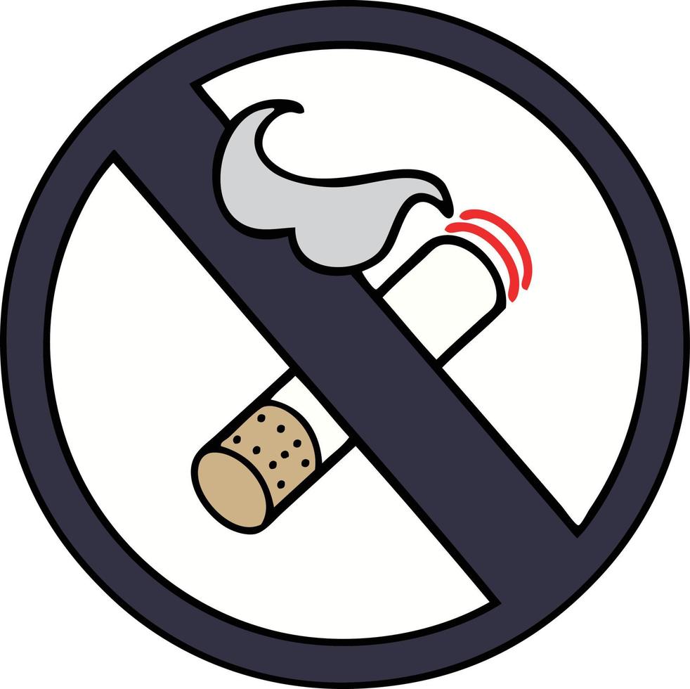 schattig tekenfilm niet roken toegestaan teken vector
