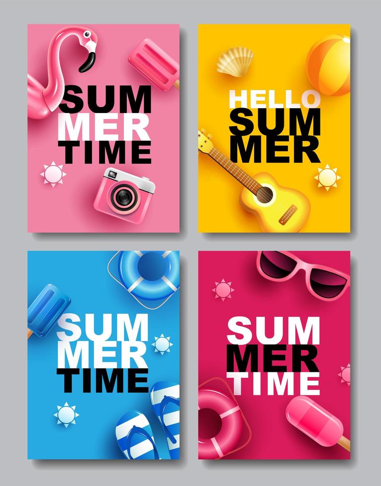 kleurrijke zomer verkoop poster set vector