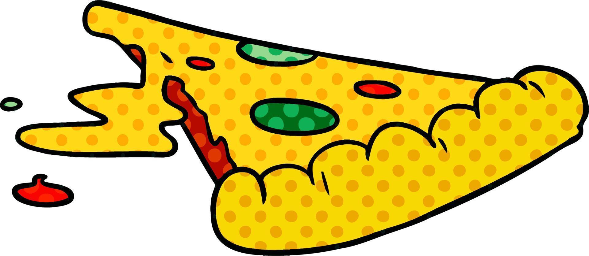 cartoon doodle van een stuk pizza vector