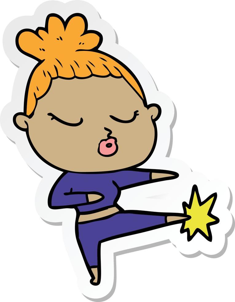 sticker van een cartoon kalme vrouw vector