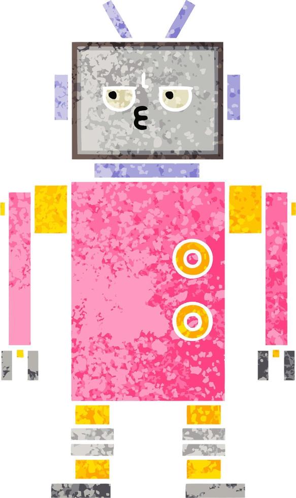 retro illustratie stijl cartoon robot vector