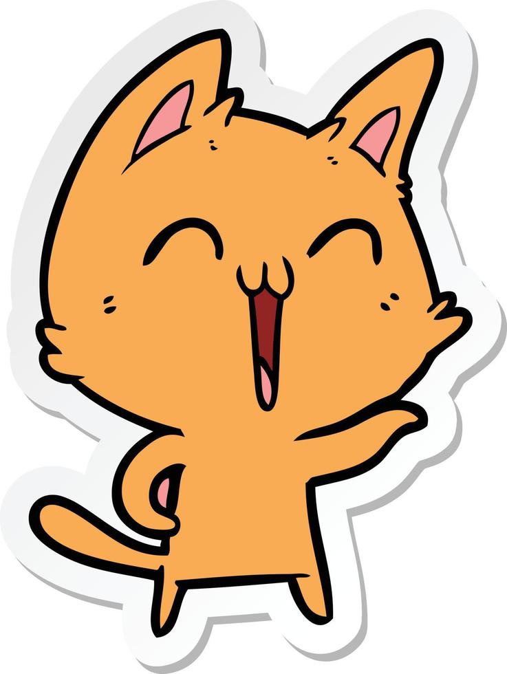 sticker van een happy cartoon kat vector