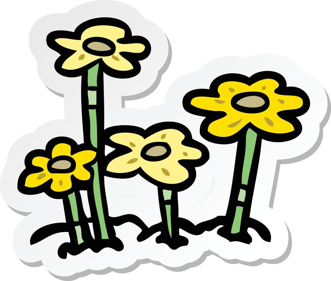 sticker van een cartoon bloemen vector