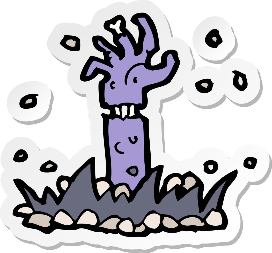 sticker van een cartoon zombie arm vector