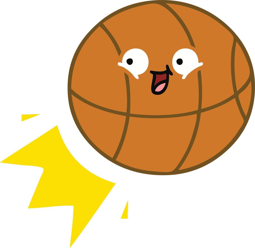 platte kleur retro cartoon basketbal vector