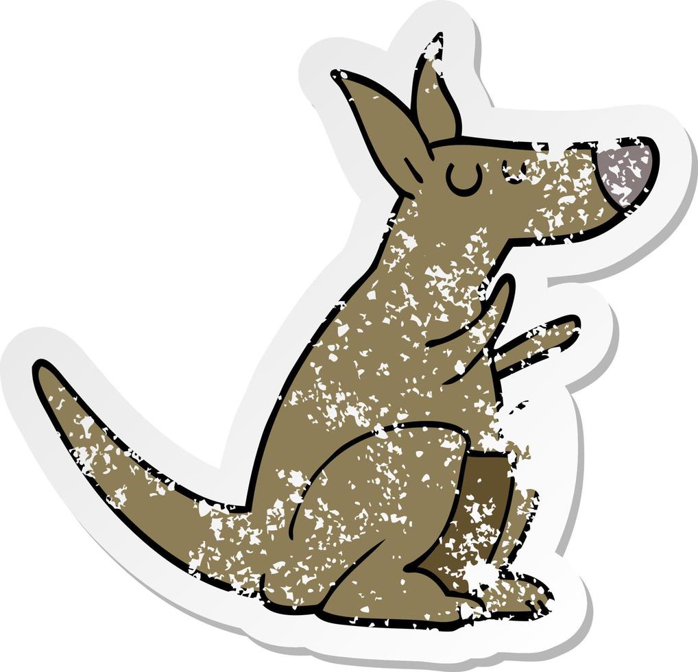verontrust sticker van een tekenfilm kangoeroe vector