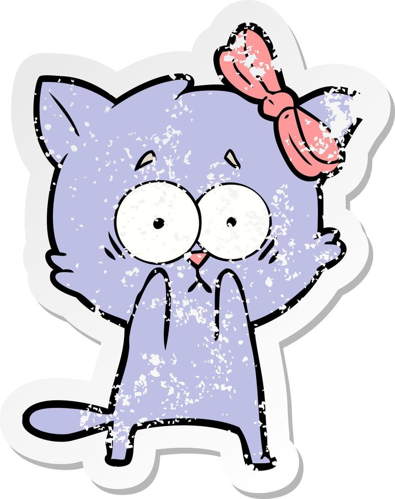 noodlijdende sticker van een cartoonkat vector