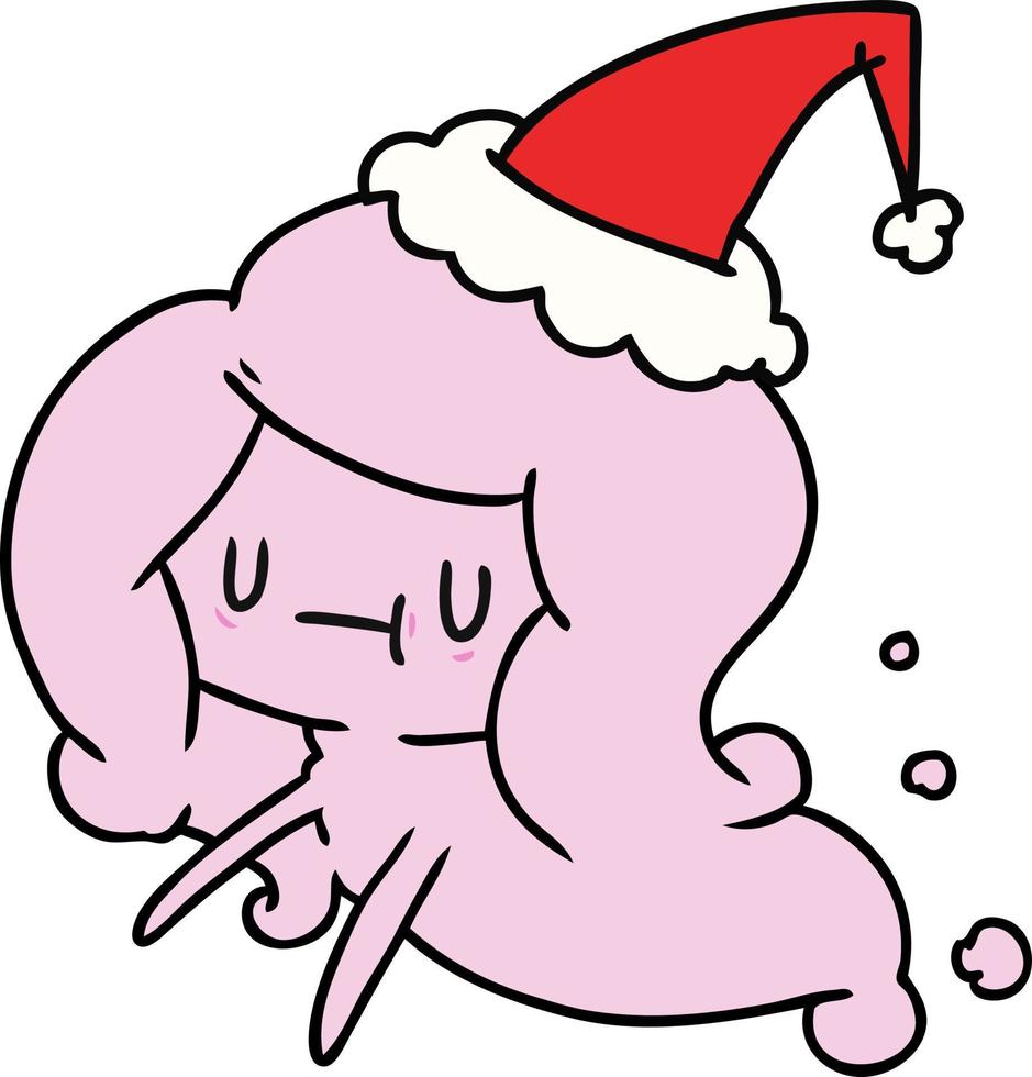 kerstcartoon van kawaii-spook vector