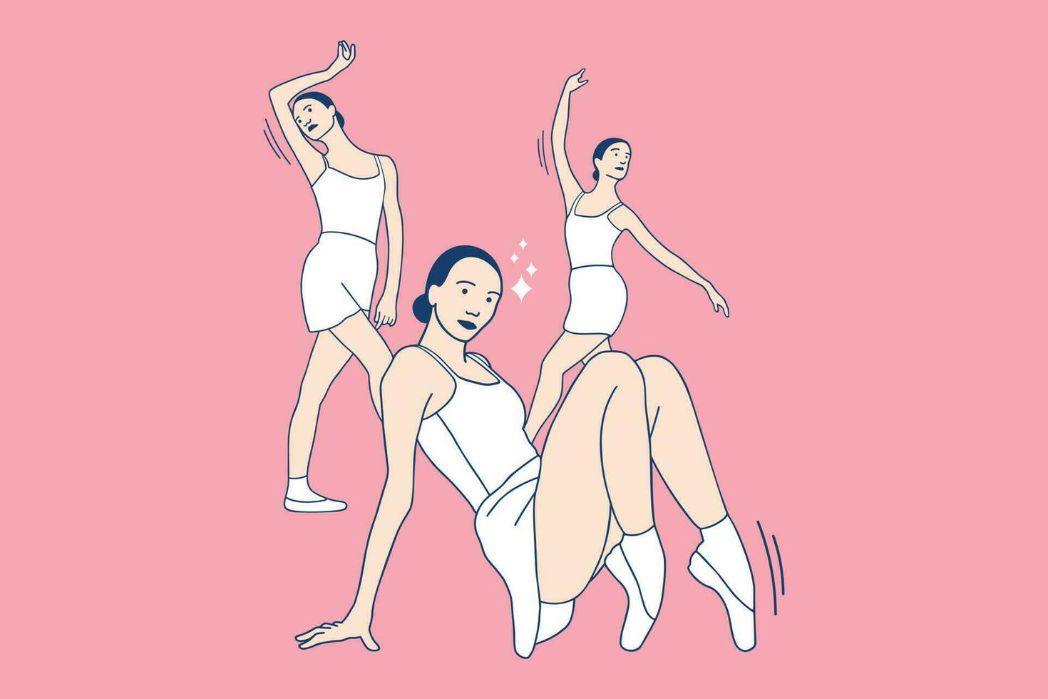 illustraties drie mooi ballerina's dansers vector