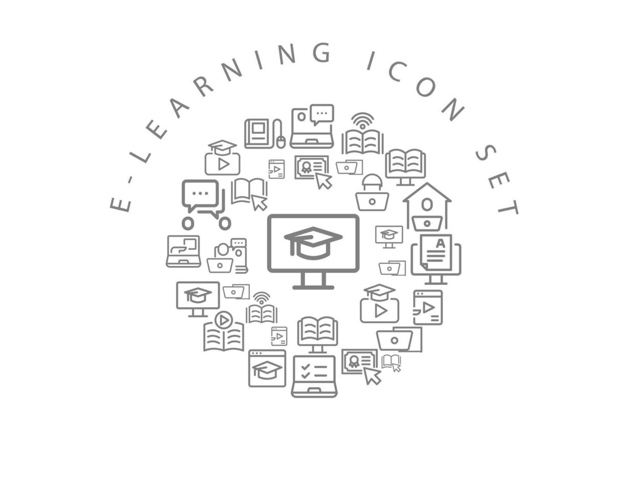 e-learning icoon reeks ontwerp Aan wit achtergrond. vector