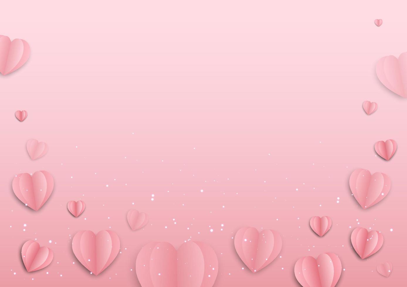 valentijnsdag dag roze papier harten lijn, vector achtergrond