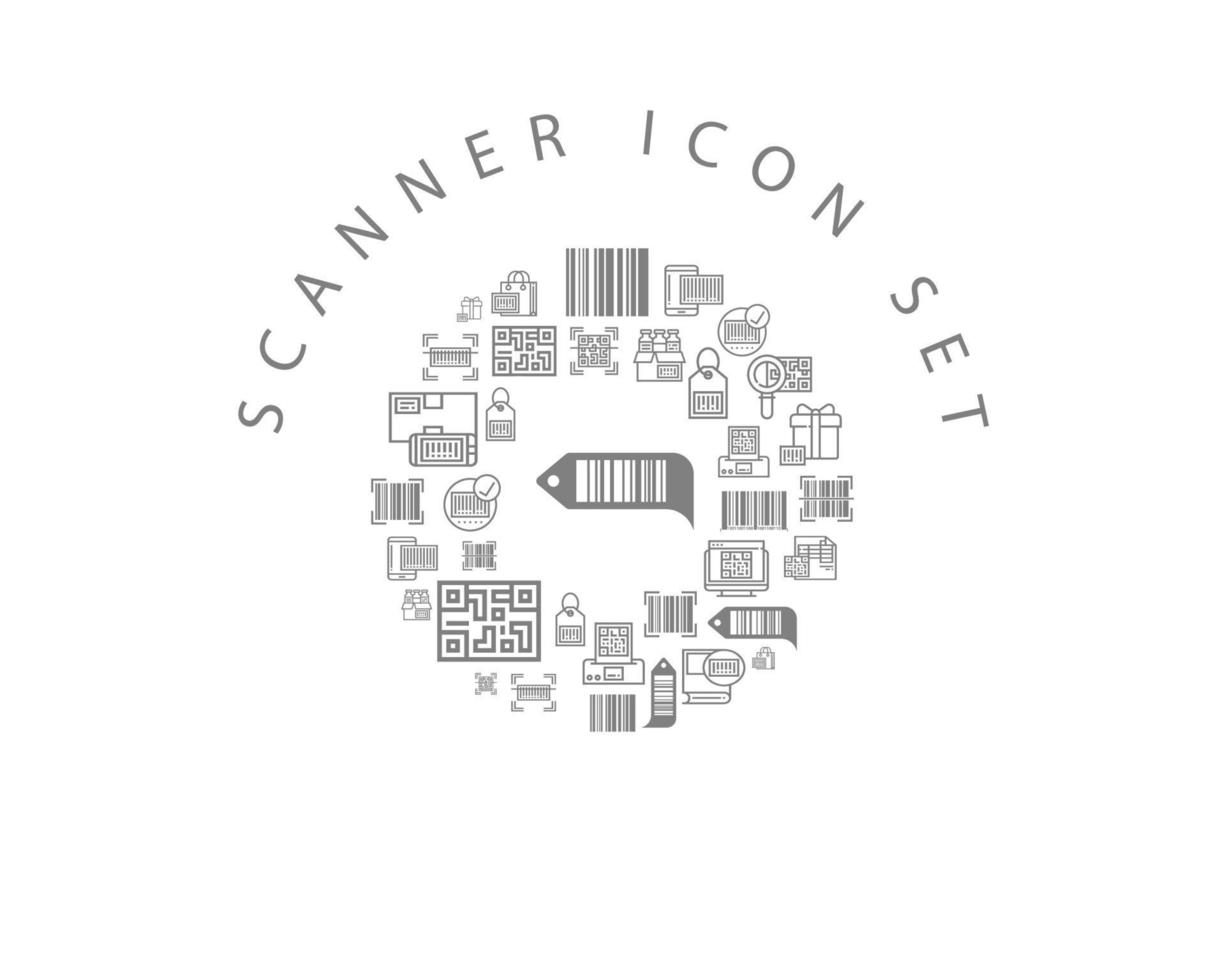 scanner icoon reeks ontwerp Aan wit achtergrond. vector