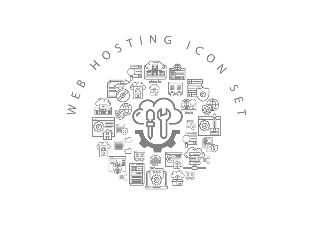 web hosting icoon reeks ontwerp Aan wit achtergrond. vector