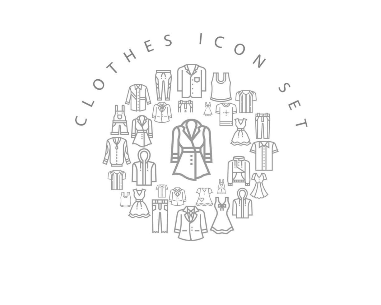 kleren icoon reeks ontwerp Aan wit achtergrond vector