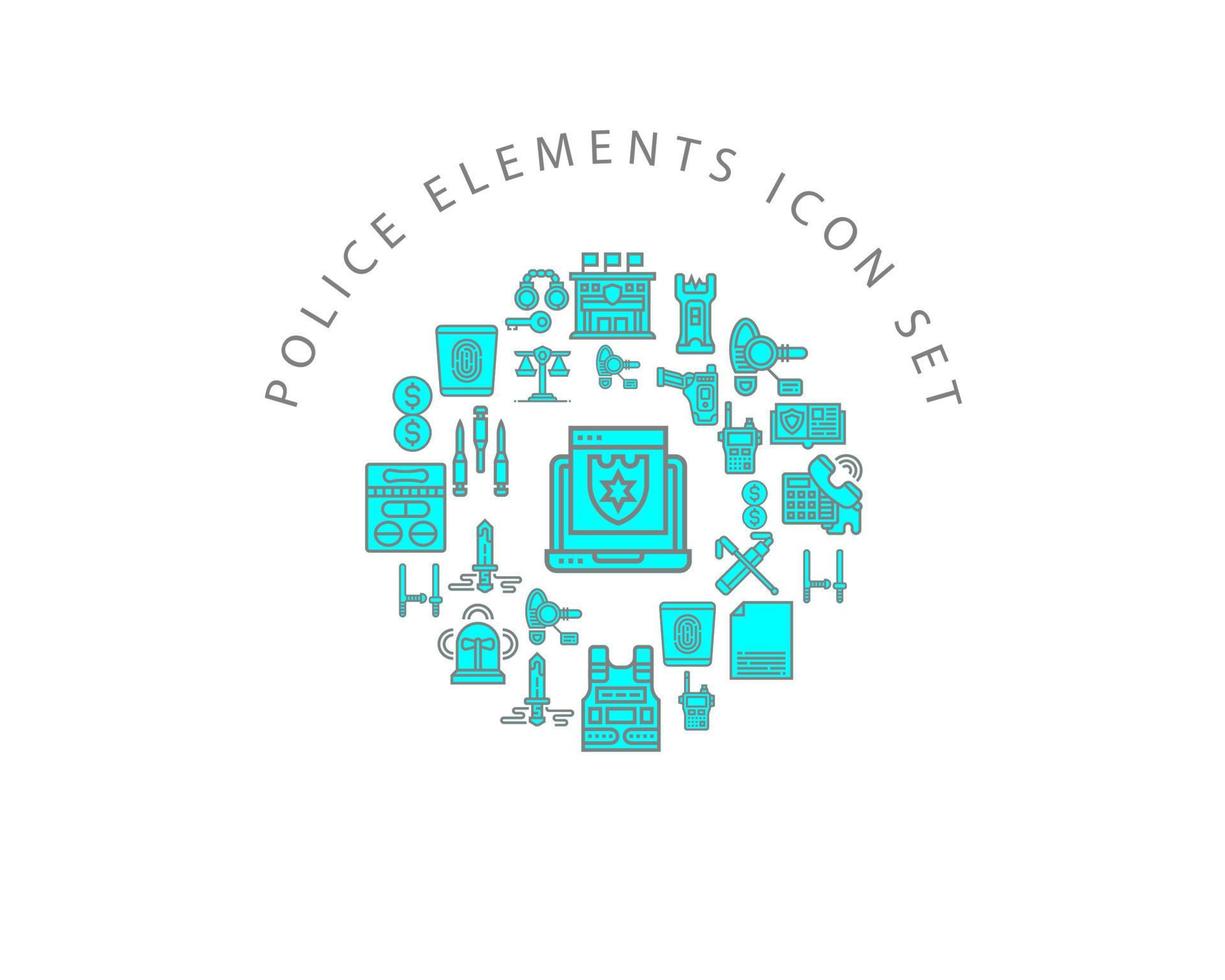Politie elementen icoon reeks ontwerp Aan wit achtergrond vector