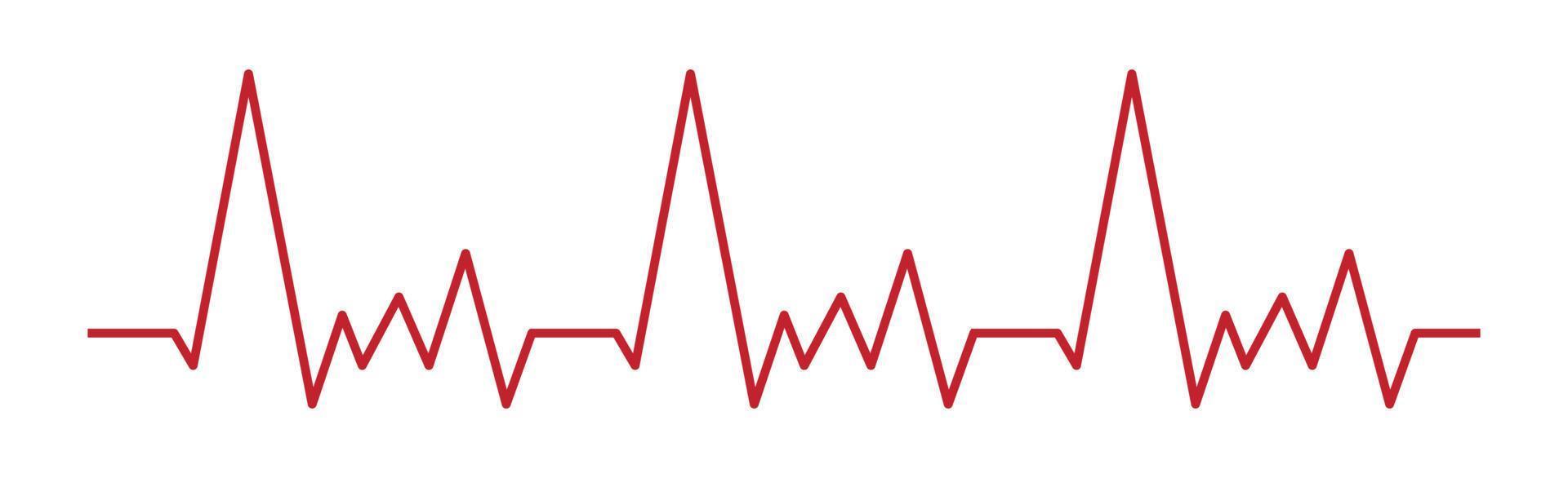 hartpuls - gebogen rode lijn op witte achtergrond, medische tests - vector