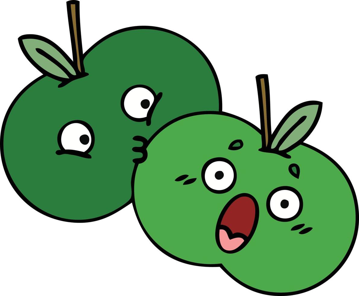 schattige tekenfilm appels vector
