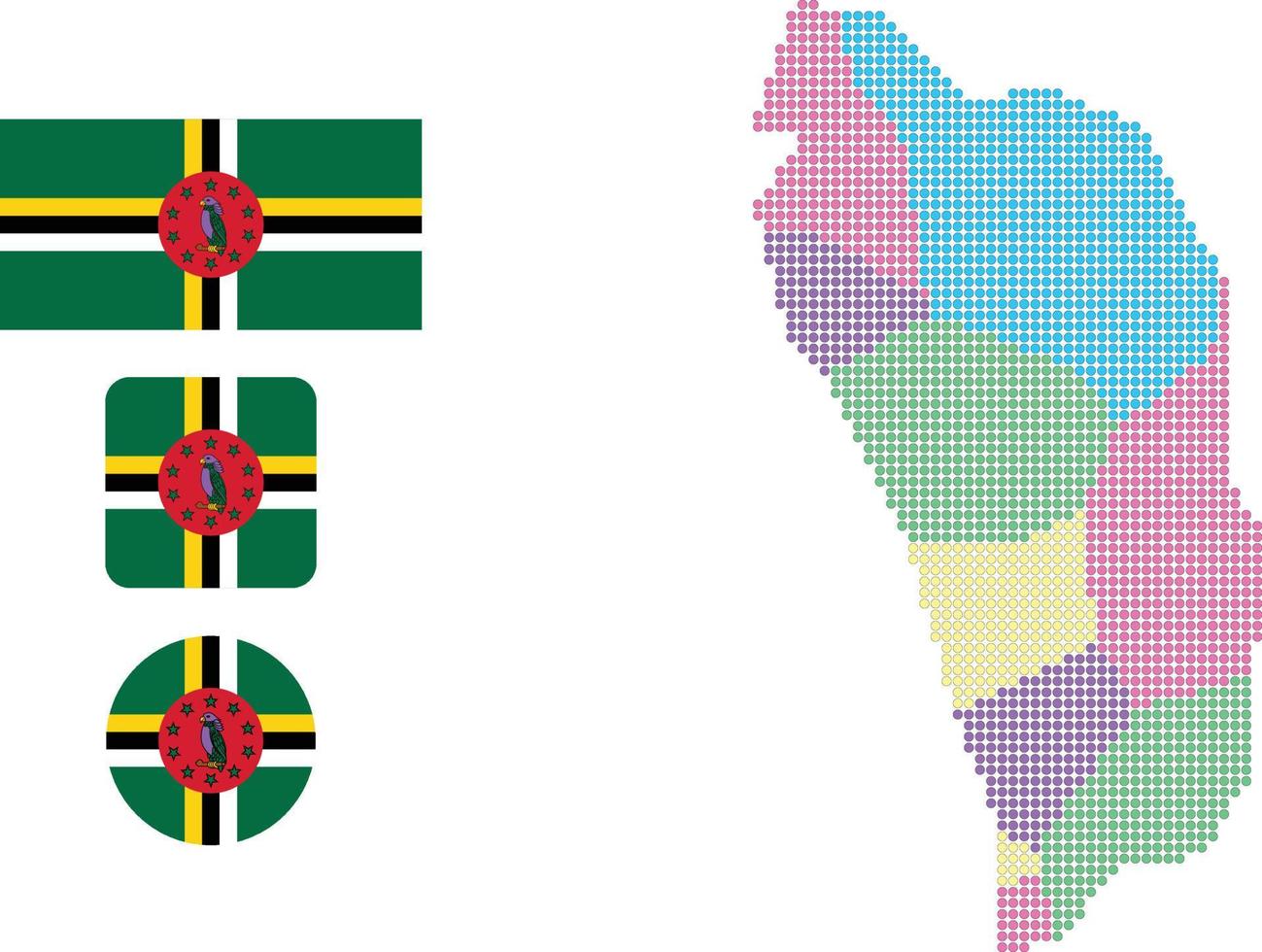 dominica kaart en vlag vlak icoon symbool vector illustratie