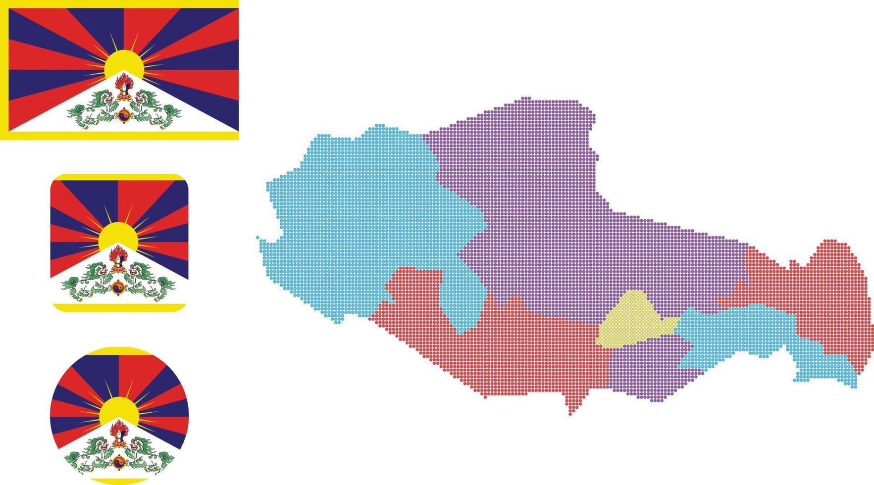 Tibet kaart. en vlag. vlak icoon symbool vector illustratie