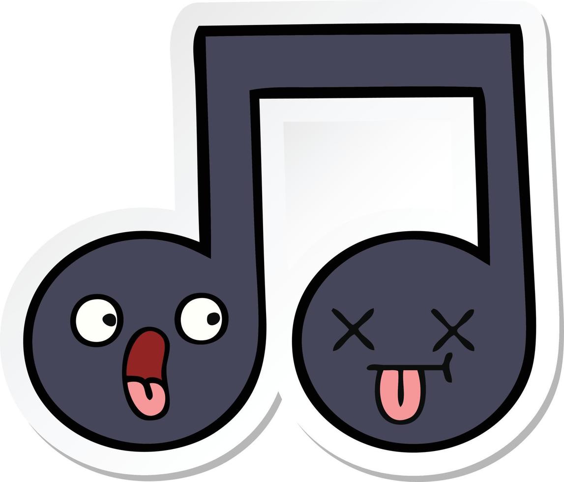 sticker van een leuke tekenfilmmuzieknoot vector