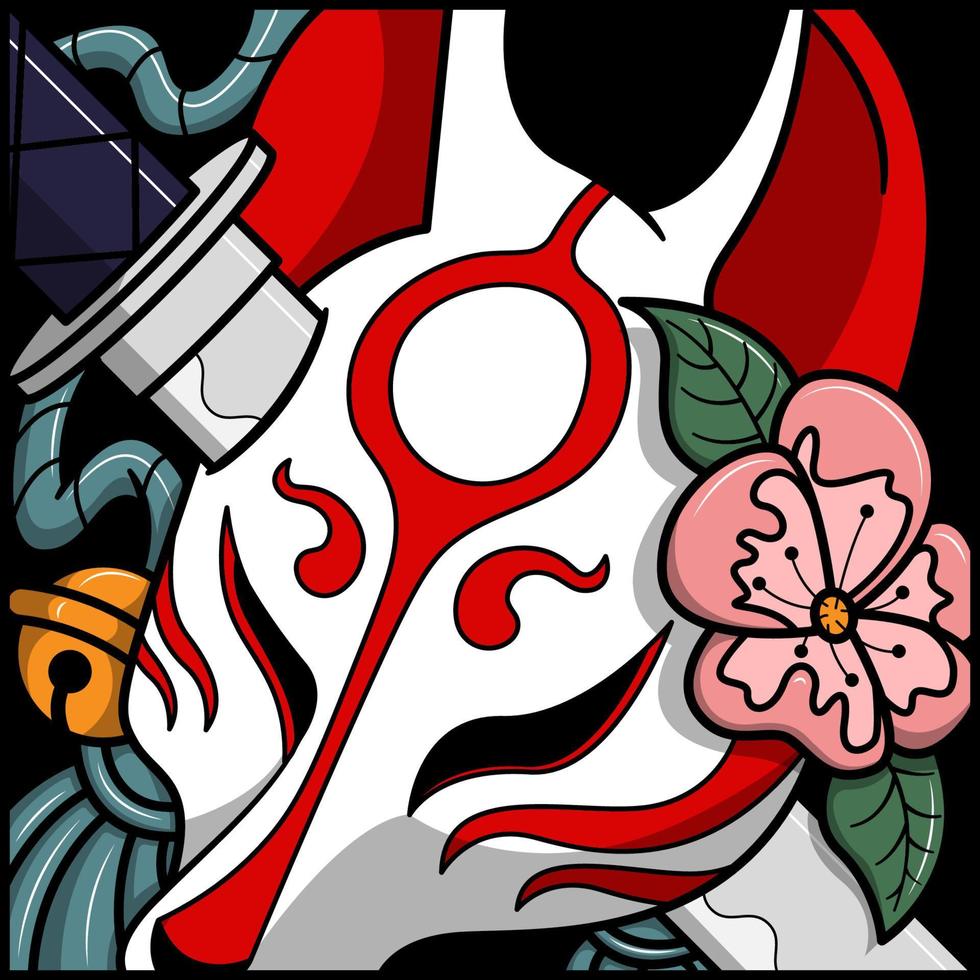 japans kitsune-masker, vectorillustratie eps.10 vector