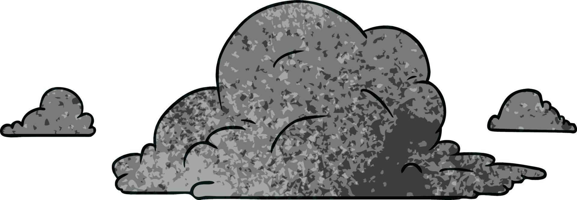 getextureerde cartoon doodle van witte grote wolken vector