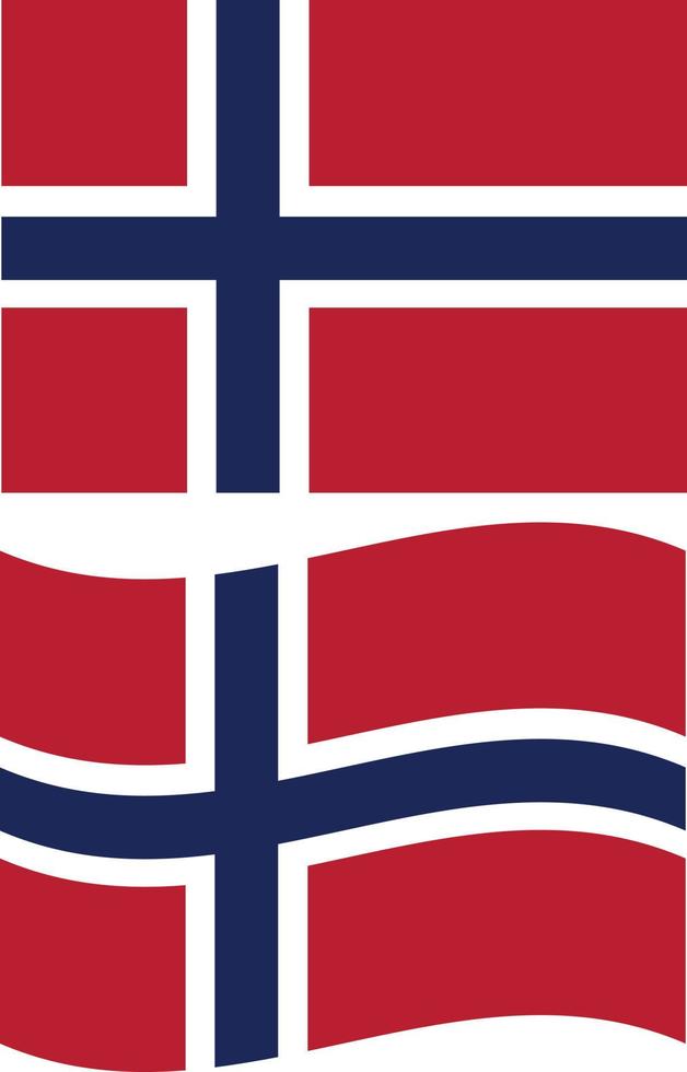 Noorwegen vlag Aan wit achtergrond. golvend vlag van Noorwegen staat. vlak stijl. vector