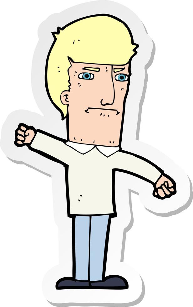 sticker van een cartoon boze man vector