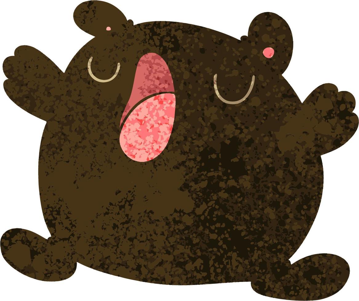 eigenzinnige retro illustratiestijl cartoon zingende beer vector