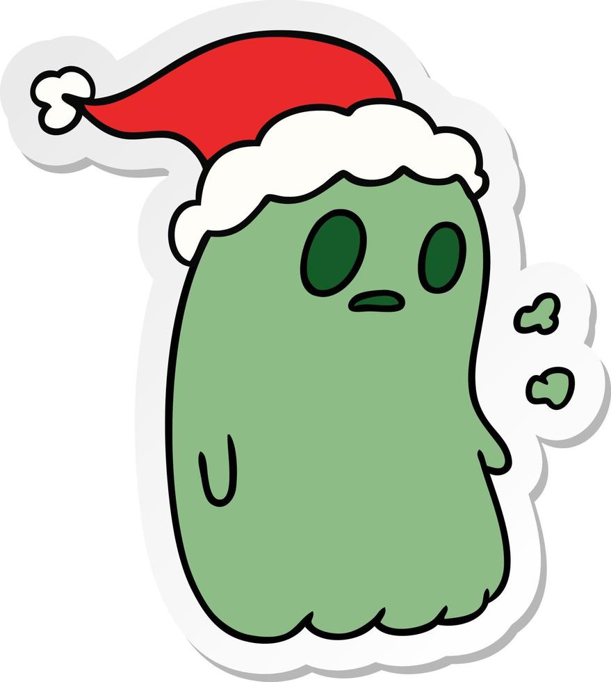 kerst sticker cartoon van kawaii ghost vector