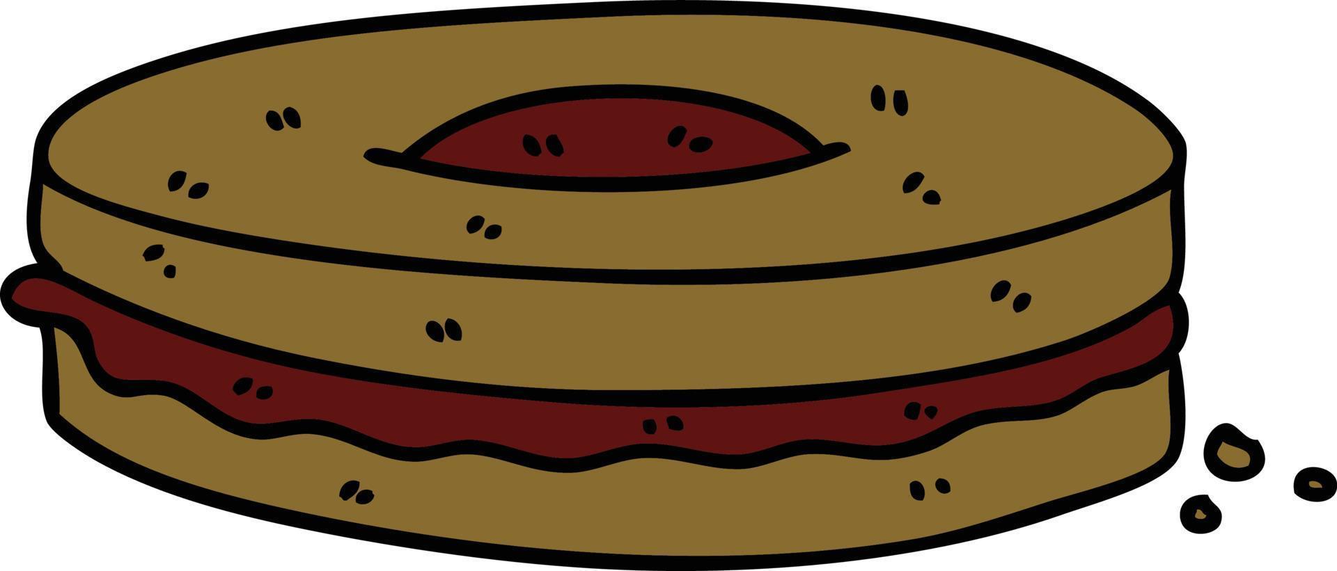 eigenzinnige handgetekende cartoon chocoladekoekje vector