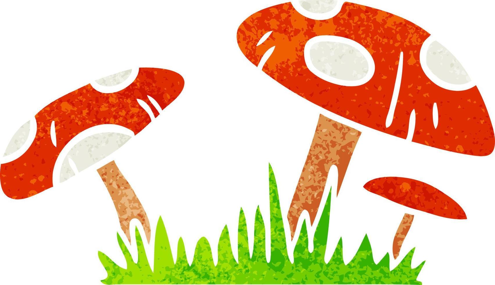 retro cartoon doodle van een paddenstoel vector
