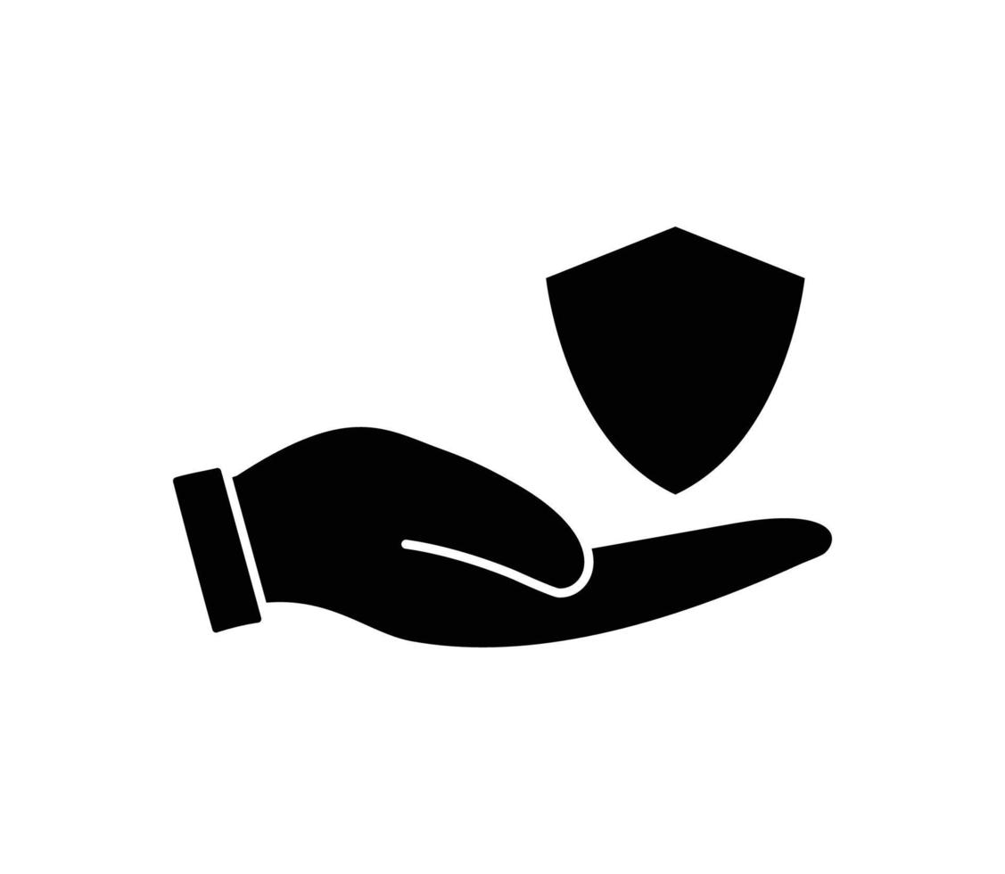 hand- en schild icoon vector logo ontwerp sjabloon