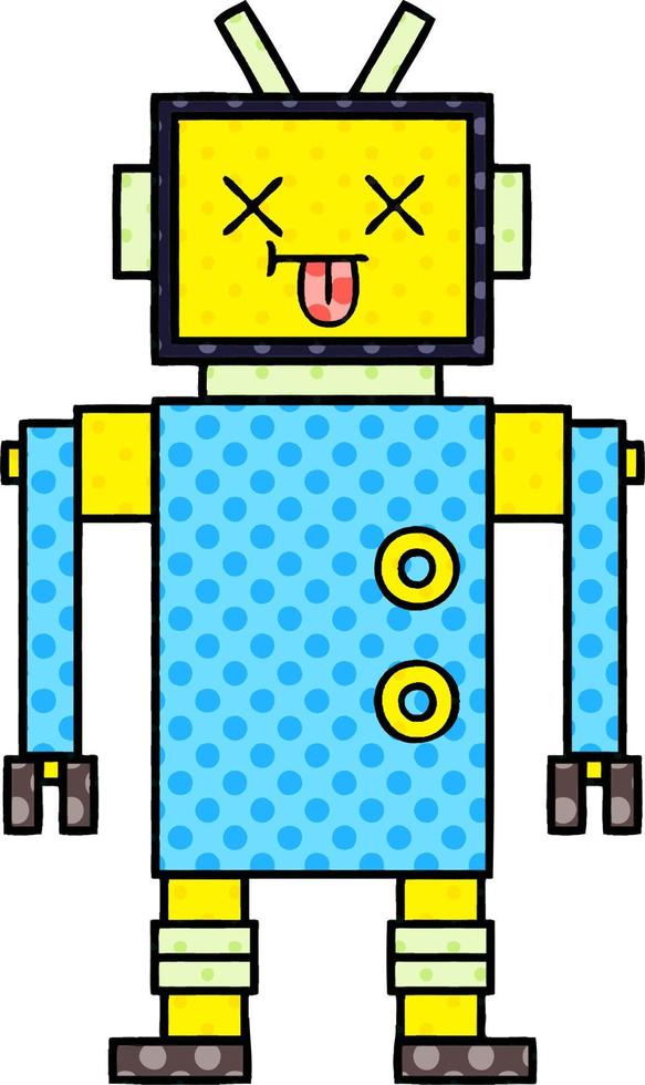 cartoon robot in stripboekstijl vector