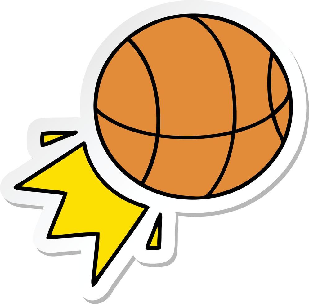 sticker van een schattige cartoonbasketbal vector