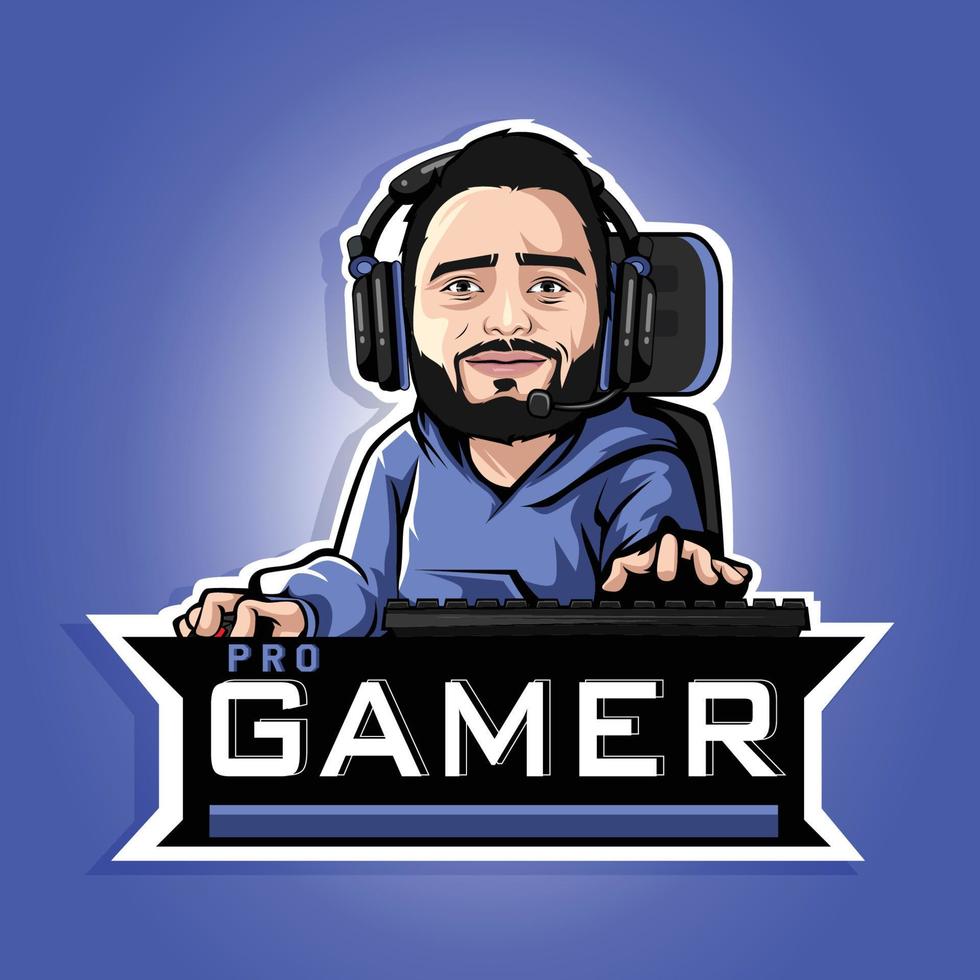 pro gamer Mens mascotte esport logo ontwerp vector