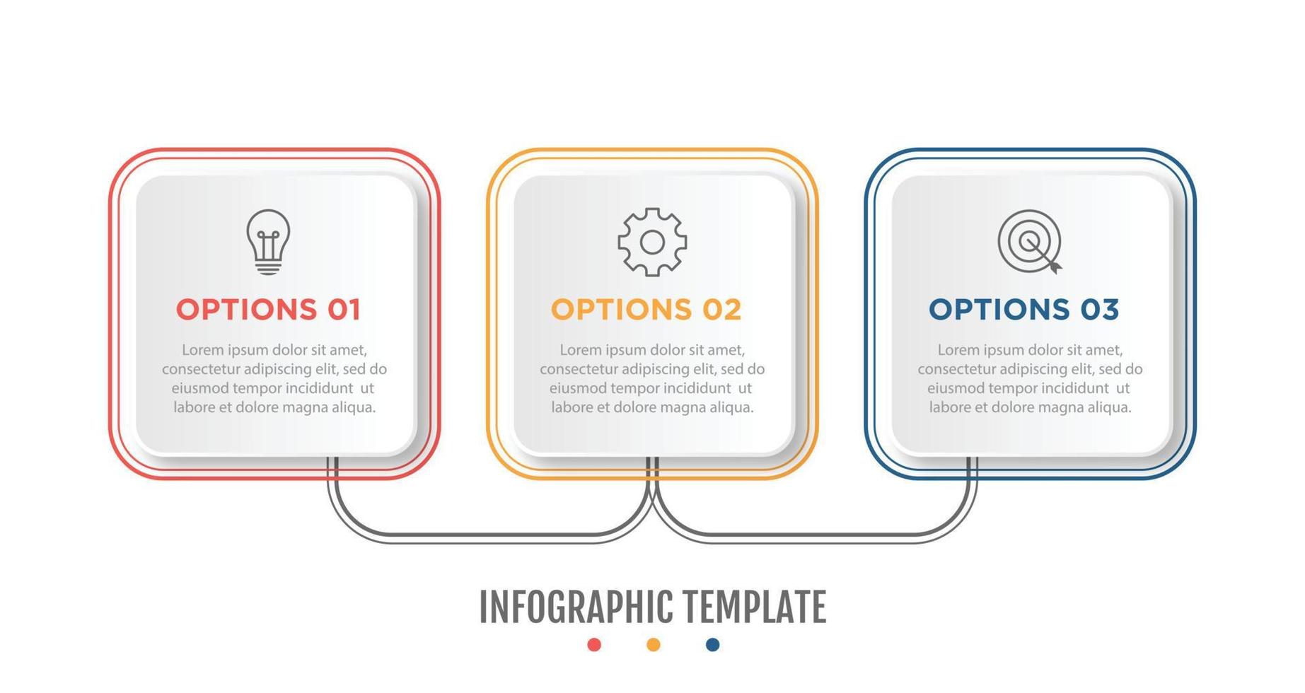 vector infographic ontwerpsjabloon met 3 opties of stappen