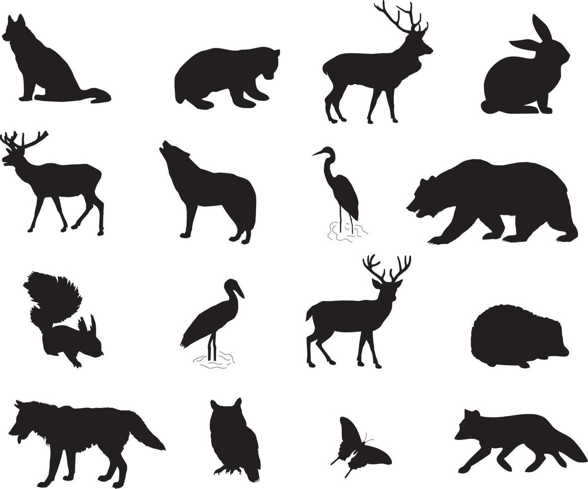 dieren silhouet vector reeks - dierentuin dier verzameling