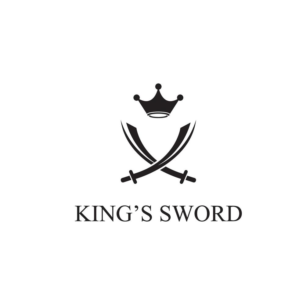 zwaard, schild en koning zwaard logo. logo ontwerp vector illustratie sjabloon.