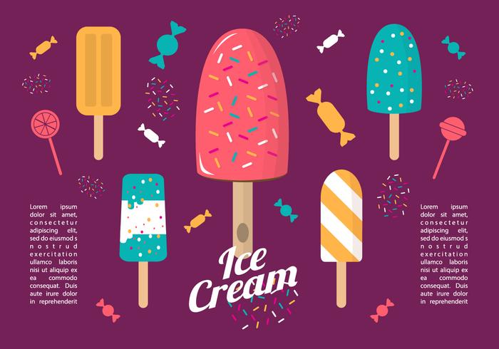 Gratis Colorful Flat Ice Cream Vector