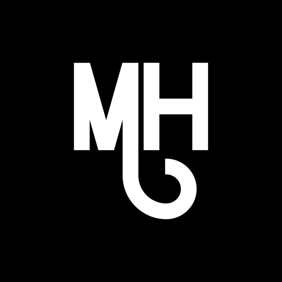 mh brief logo ontwerp. beginletters mh logo icoon. abstracte letter mh minimale logo ontwerpsjabloon. mh brief ontwerp vector met zwarte kleuren. mh-logo