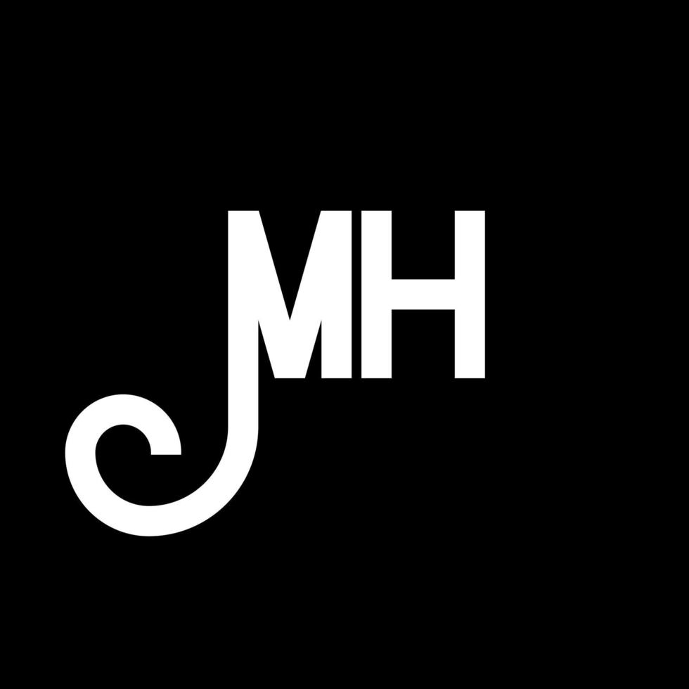 mh brief logo ontwerp. beginletters mh logo icoon. abstracte letter mh minimale logo ontwerpsjabloon. mh brief ontwerp vector met zwarte kleuren. mh-logo