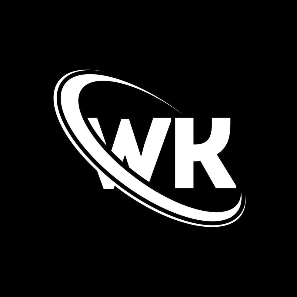 wk logo. w k ontwerp. wit wk brief. wk brief logo ontwerp. eerste brief wk gekoppeld cirkel hoofdletters monogram logo. vector
