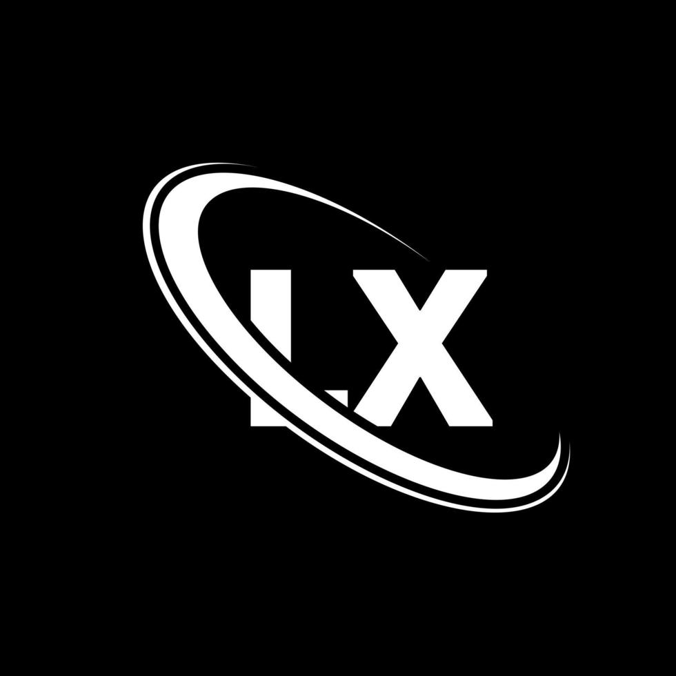 lx logo. l X ontwerp. wit lx brief. lx brief logo ontwerp. eerste brief lx gekoppeld cirkel hoofdletters monogram logo. vector